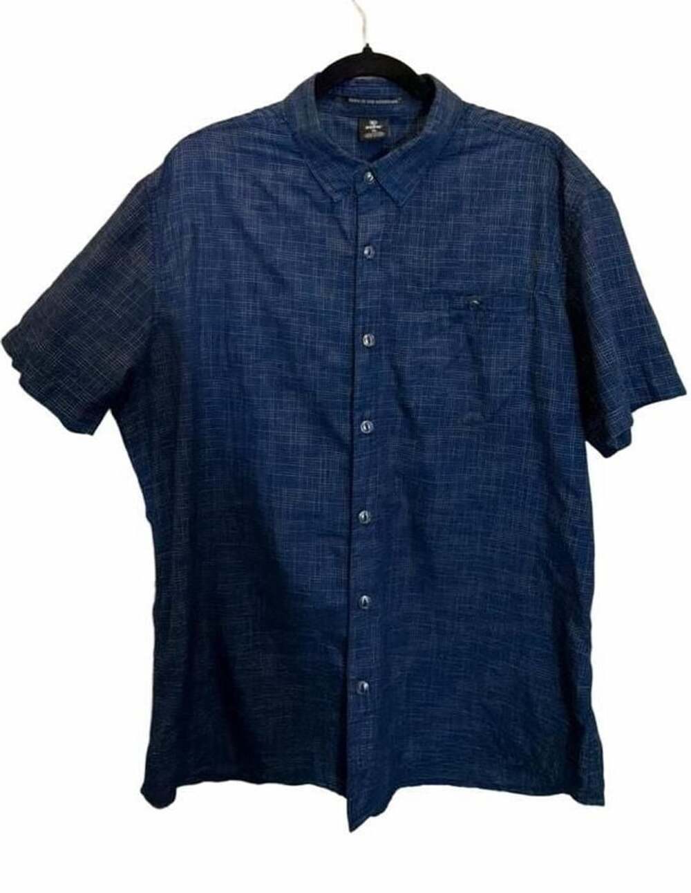 Kuhl Dark Blue Short Sleeve Button Down Check Hiking Shirt